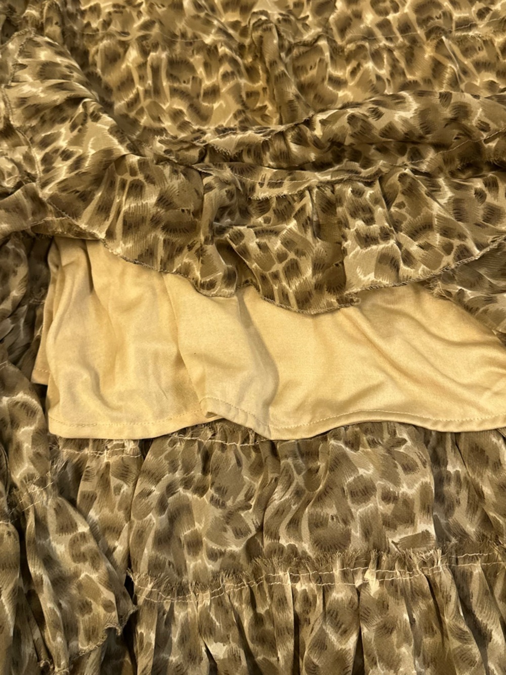 Leopard Print Tiered Skater Skirt with Embellished Waistband - Brown - Picture 11 of 11